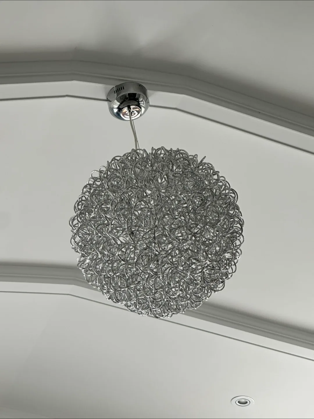 Modern Silver Metal Sphere Pendant Light image indicator(2)