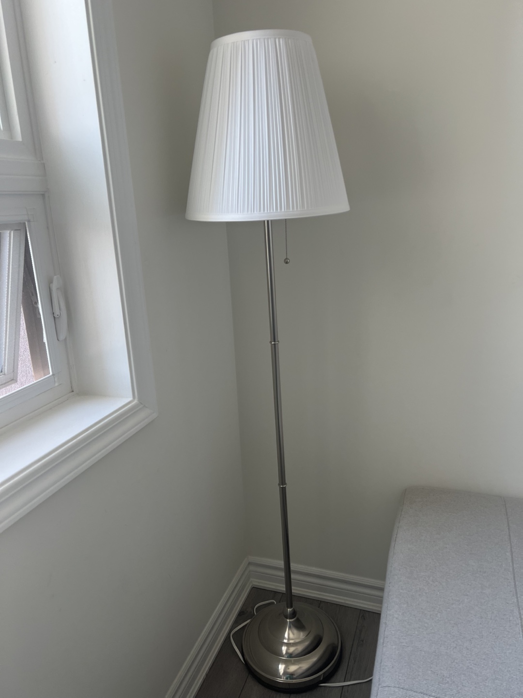 Floor Lamp- nickel plated/white-Excellent condition