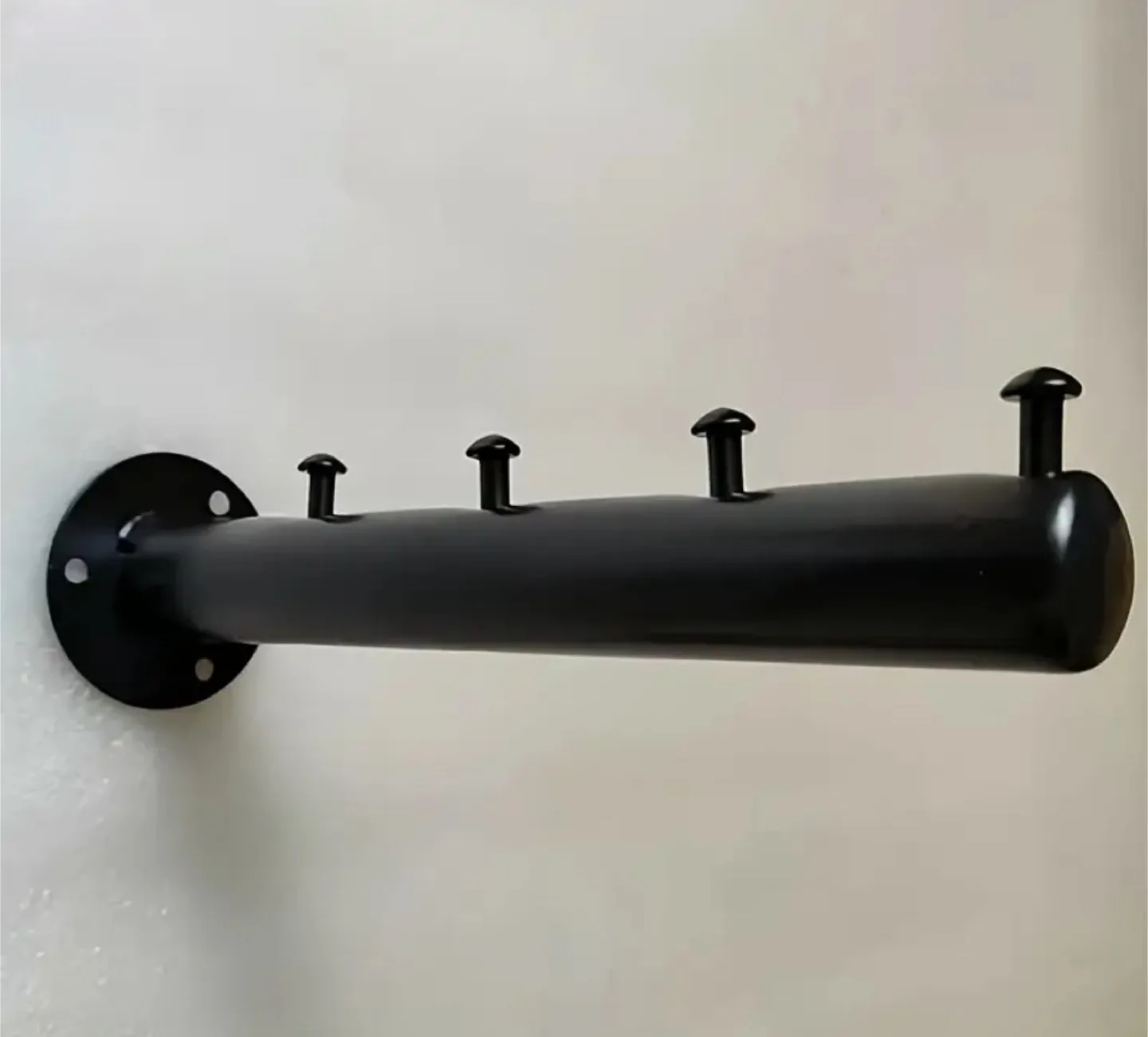 Black Wall Mounted Storage Rack - 4 Hooks thumbnail