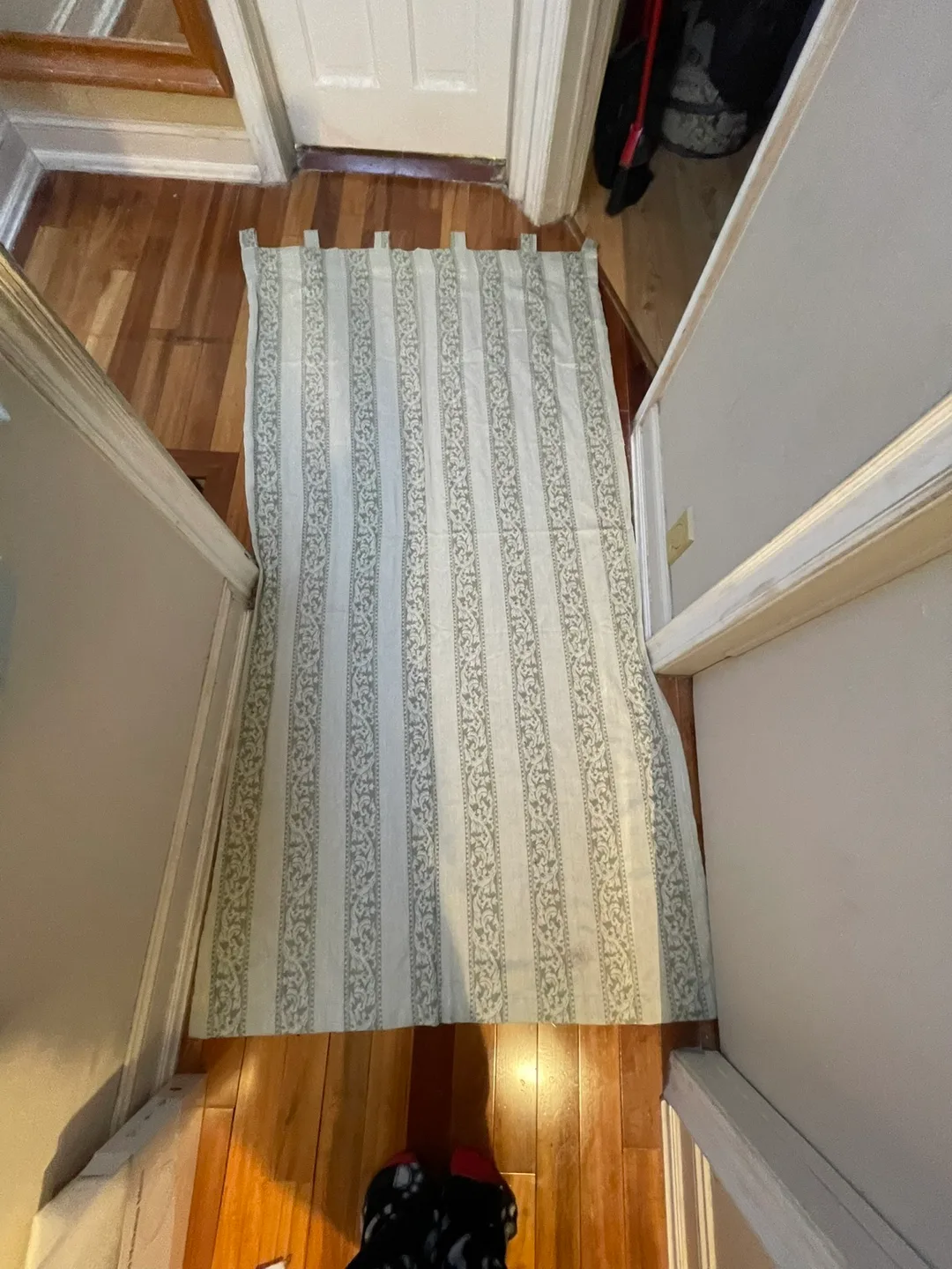 Beige/Green Floral Striped Curtains thumbnail
