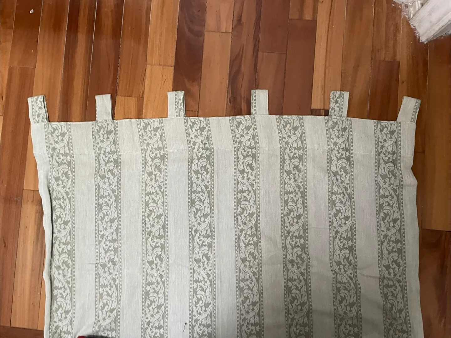 Beige/Green Floral Striped Curtains image indicator(3)