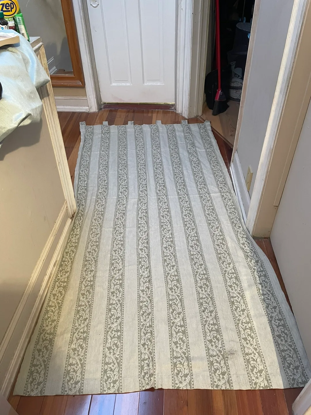 Beige/Green Floral Striped Curtains image indicator(4)