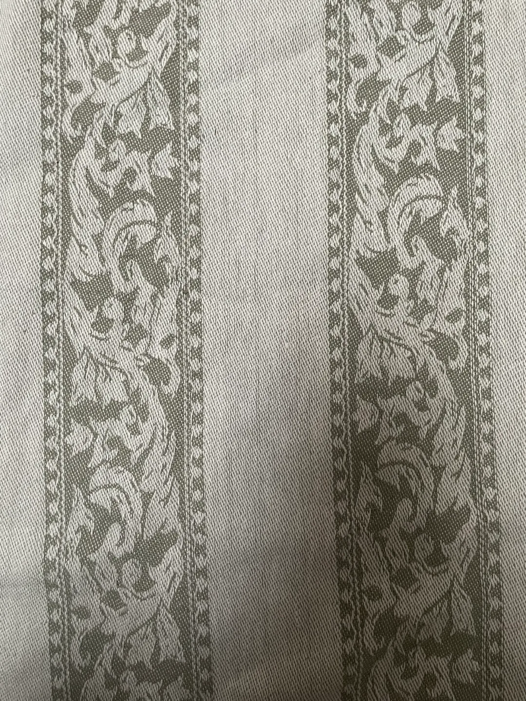 Beige/Green Floral Striped Curtains image indicator(2)