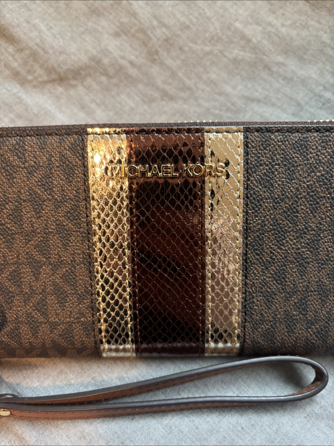 Michael Kors Brown and Gold Zip Around Wallet - photo 2