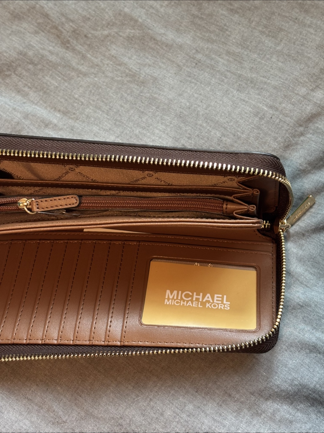 Michael Kors Brown and Gold Zip Around Wallet - photo 3