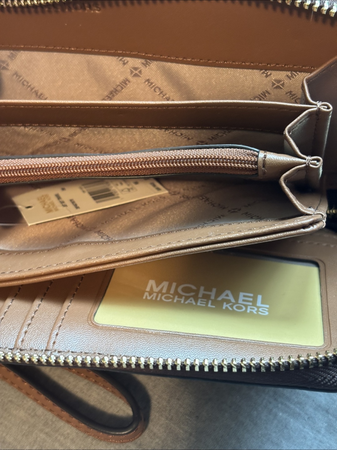 Michael Kors Brown and Gold Zip Around Wallet - photo 4