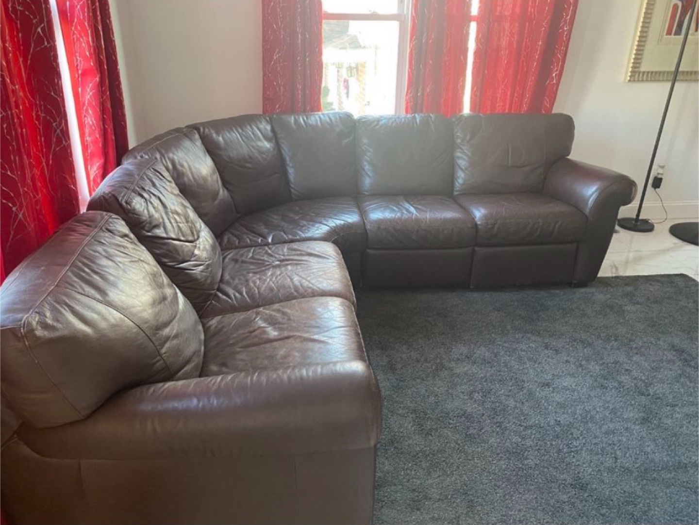 Brown Simili Leather Sectional Sofa