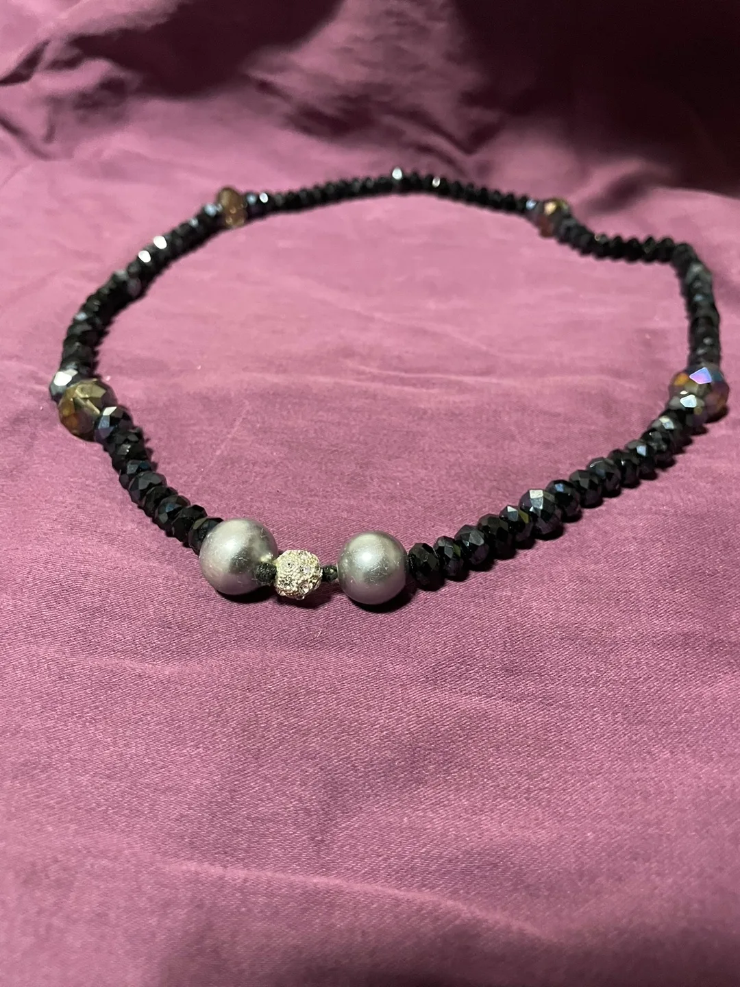 Elegant Black,Silver,Gem Beaded Necklace image indicator(2)