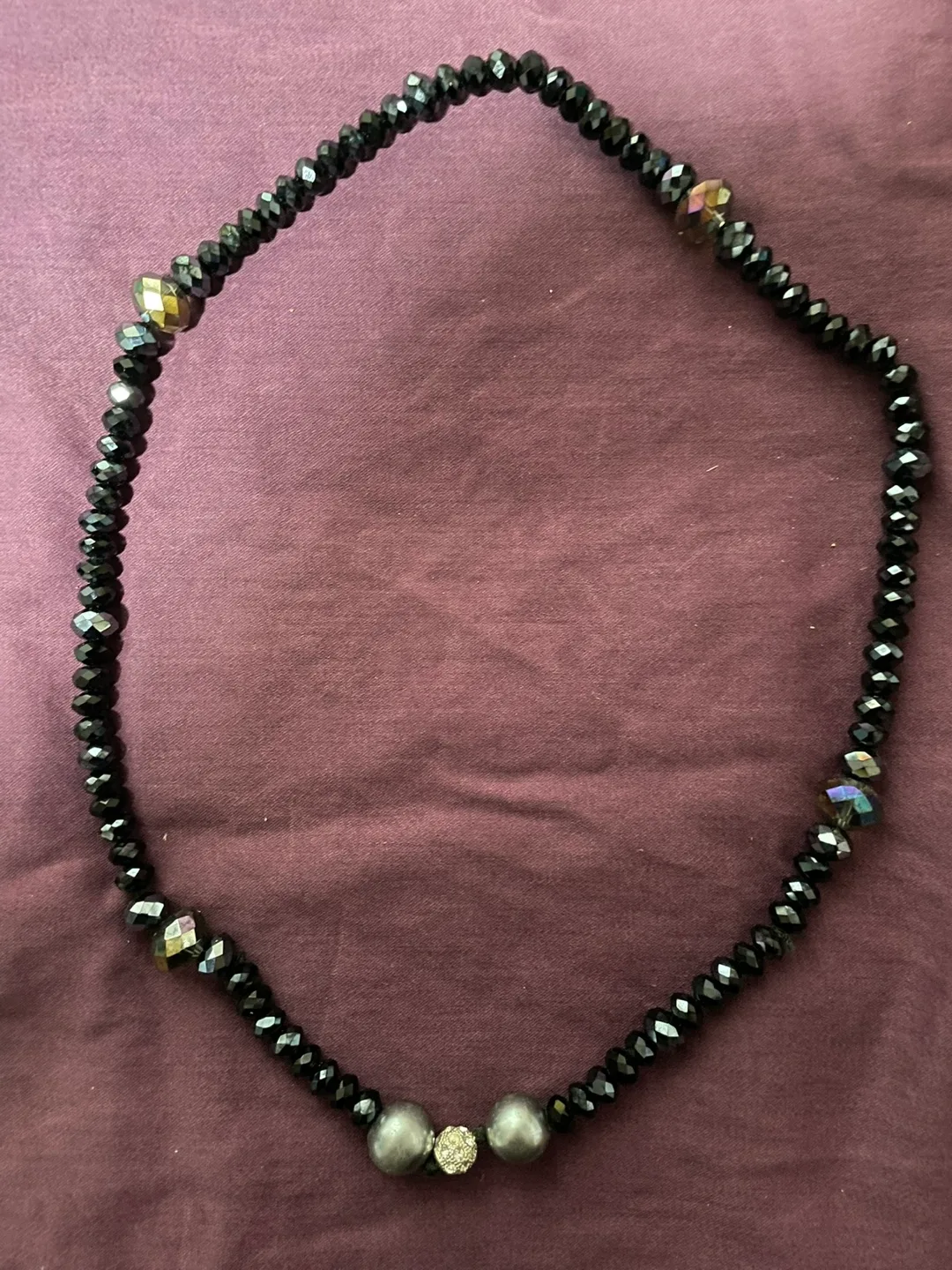 Elegant Black,Silver,Gem Beaded Necklace thumbnail
