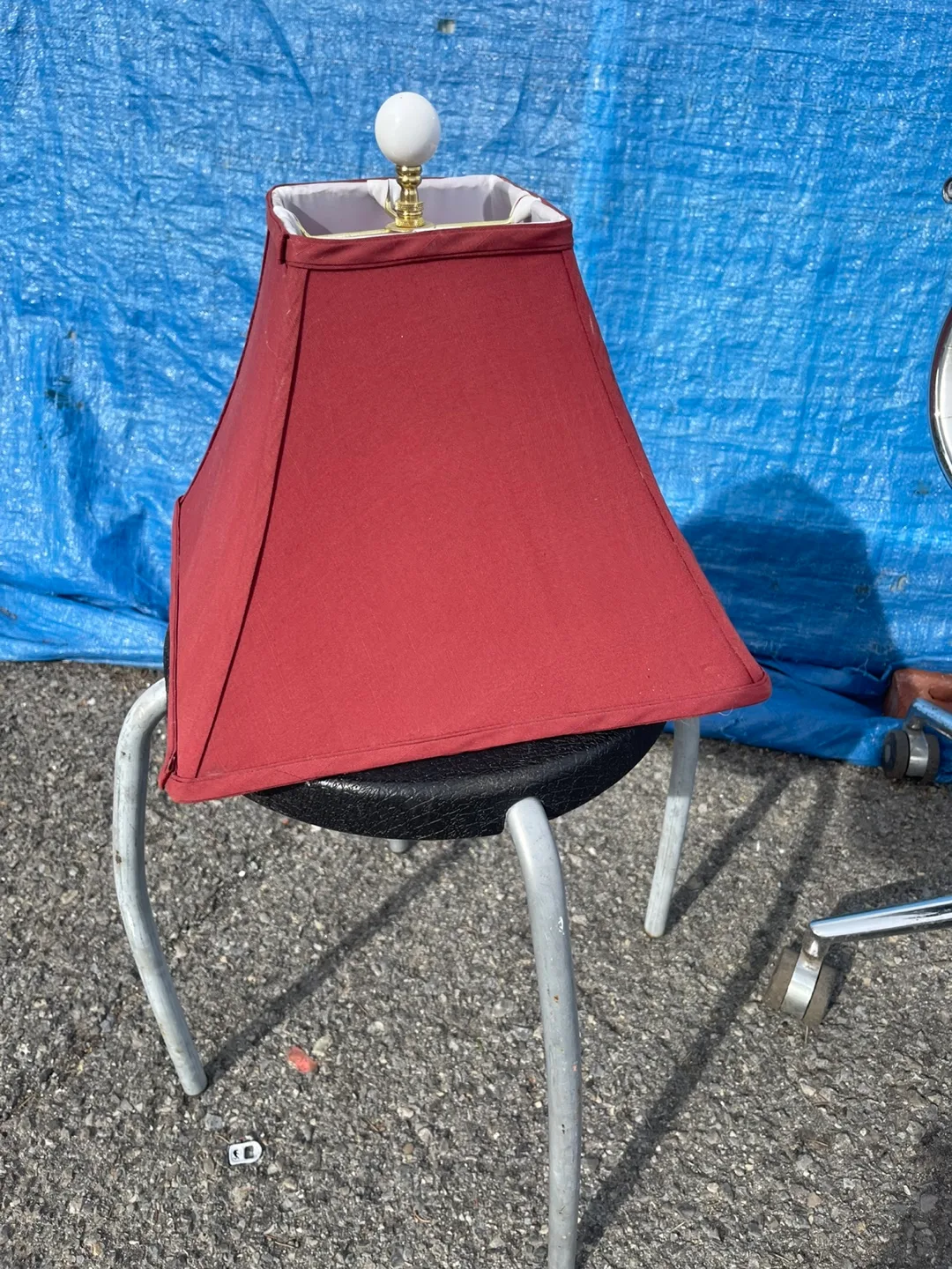 Red Square Lamp Shade with Metal Stand thumbnail