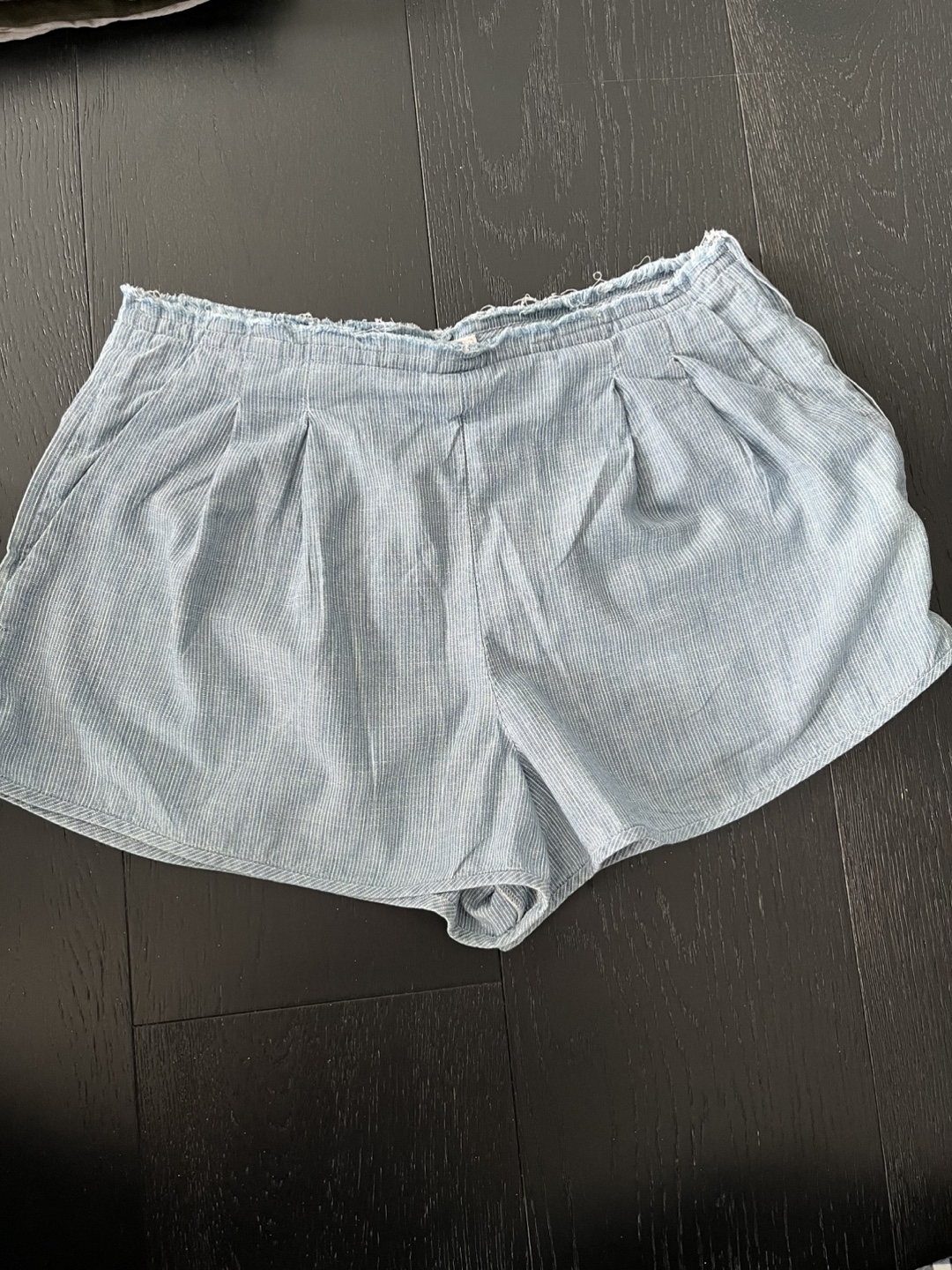 Wilfred Free Blue Striped Linen Shorts