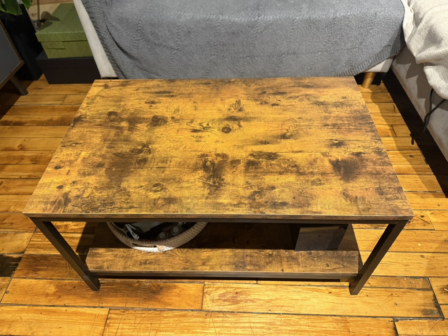 Rustic Farmhouse Coffee Table with Shelf