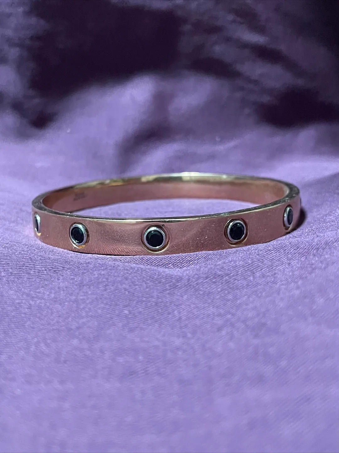 Rose Gold Bangle Bracelet with Black Stones thumbnail