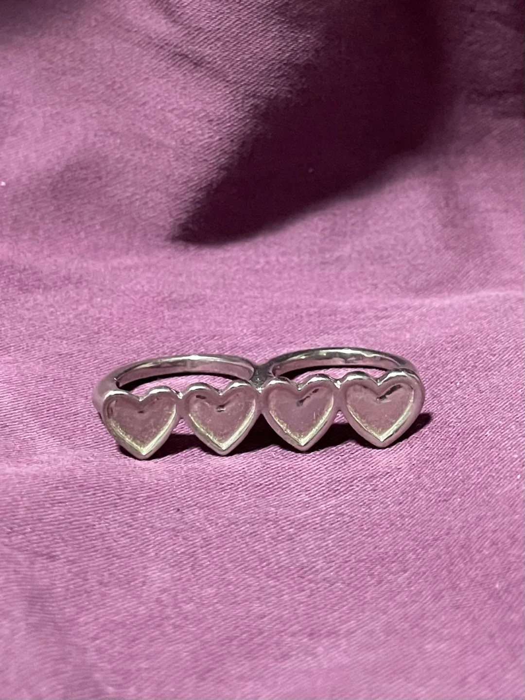Silver Double Finger Heart Ring thumbnail
