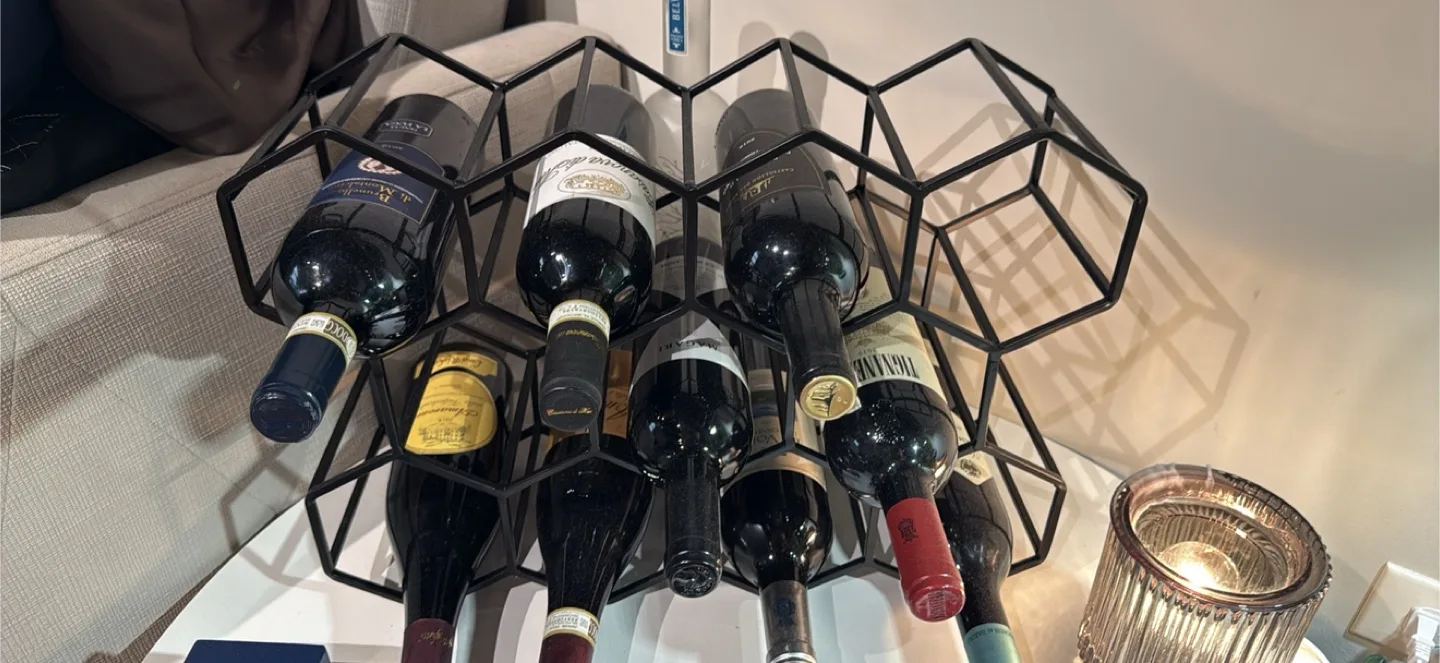 Geometric Black Metal Wine Rack thumbnail
