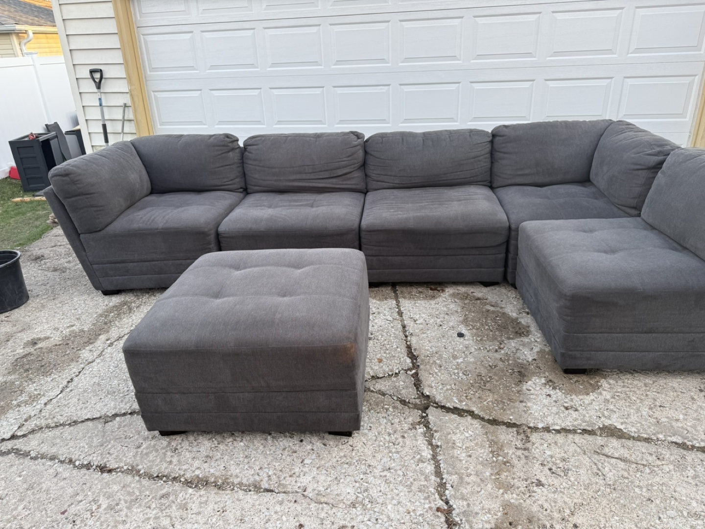 Gray Sectional Sofa with Ottoman - photo 4