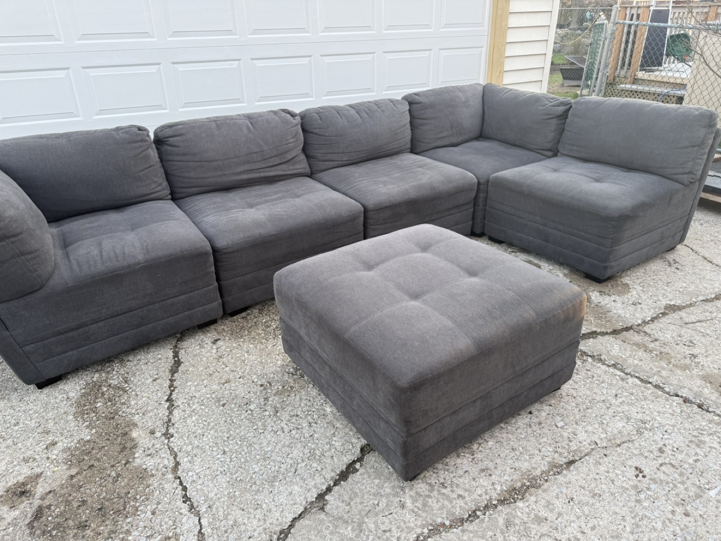 Gray Sectional Sofa with Ottoman - photo 2