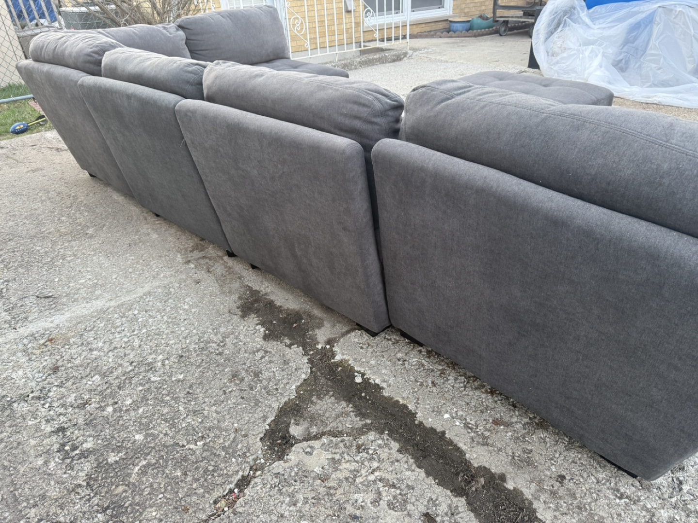 Gray Sectional Sofa with Ottoman - photo 5
