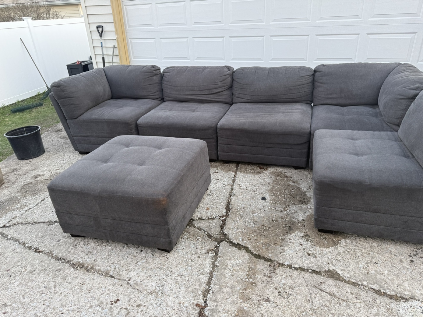 Gray Sectional Sofa with Ottoman