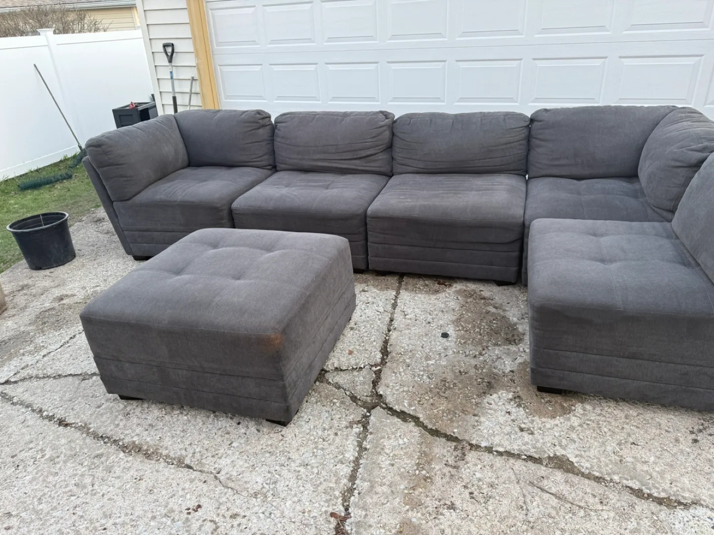 Gray Sectional Sofa with Ottoman thumbnail