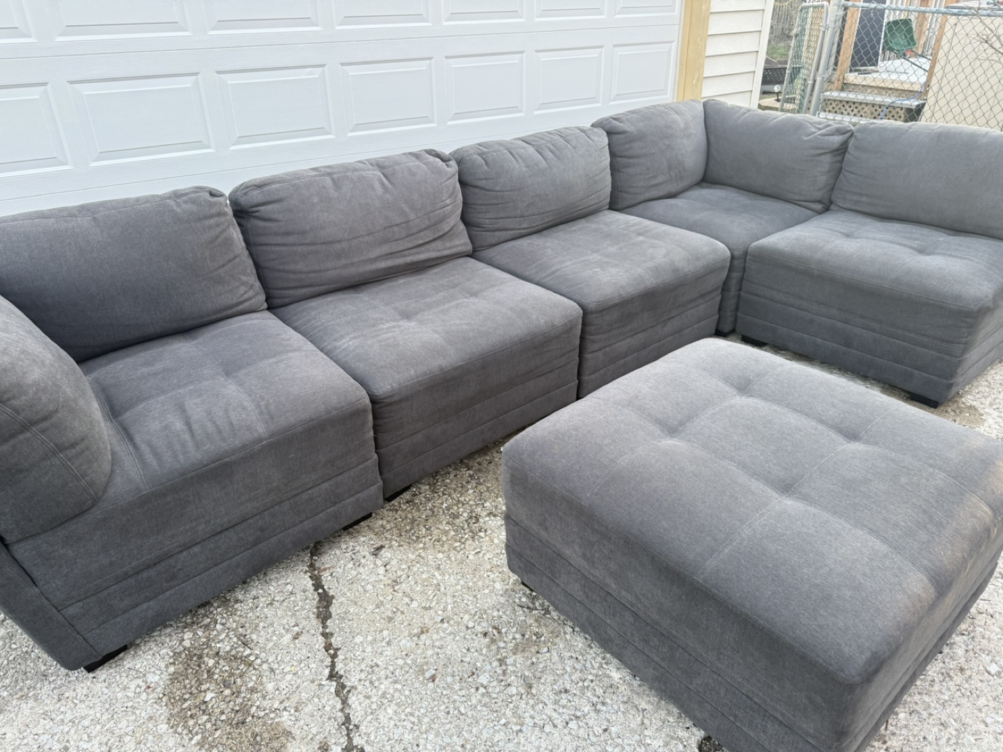 Gray Sectional Sofa with Ottoman - photo 3