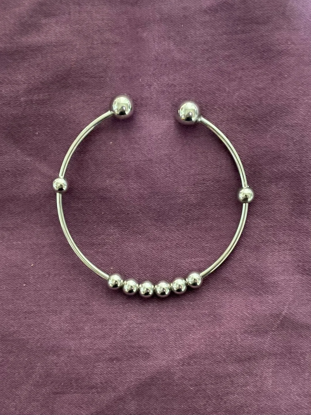 Silver Beaded Cuff Bracelet thumbnail