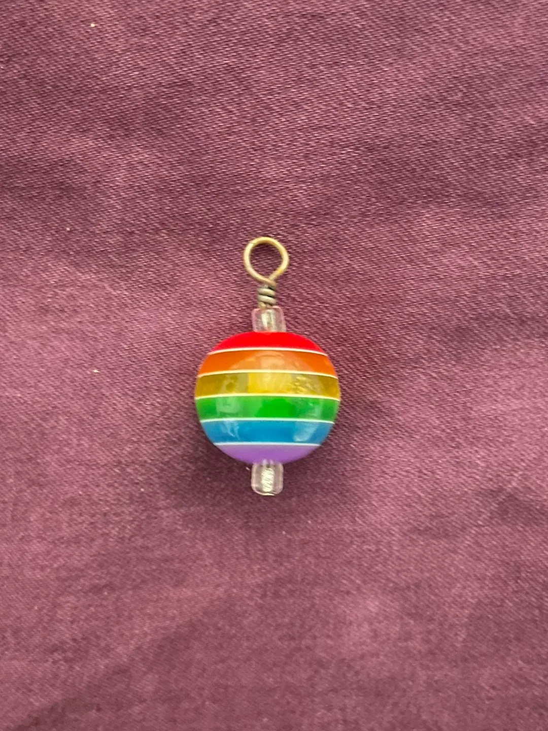 Rainbow coloured striped sphere  pendant thumbnail