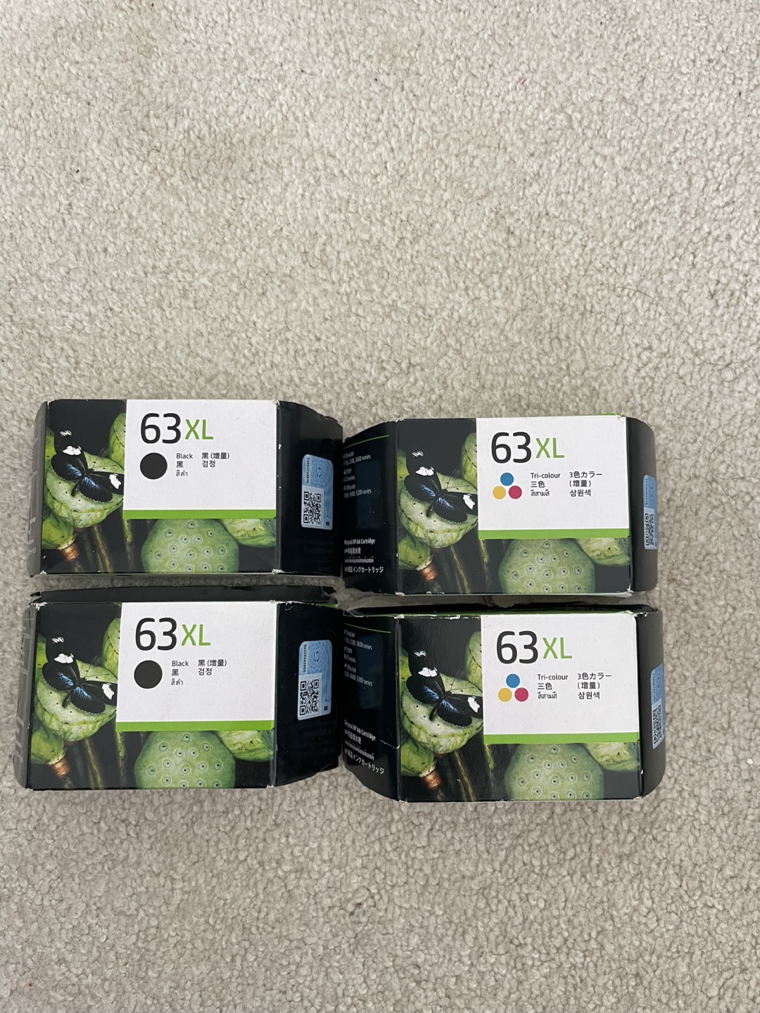 HP 63XL Ink Cartridges - 2 Black, 2 Tri-colour