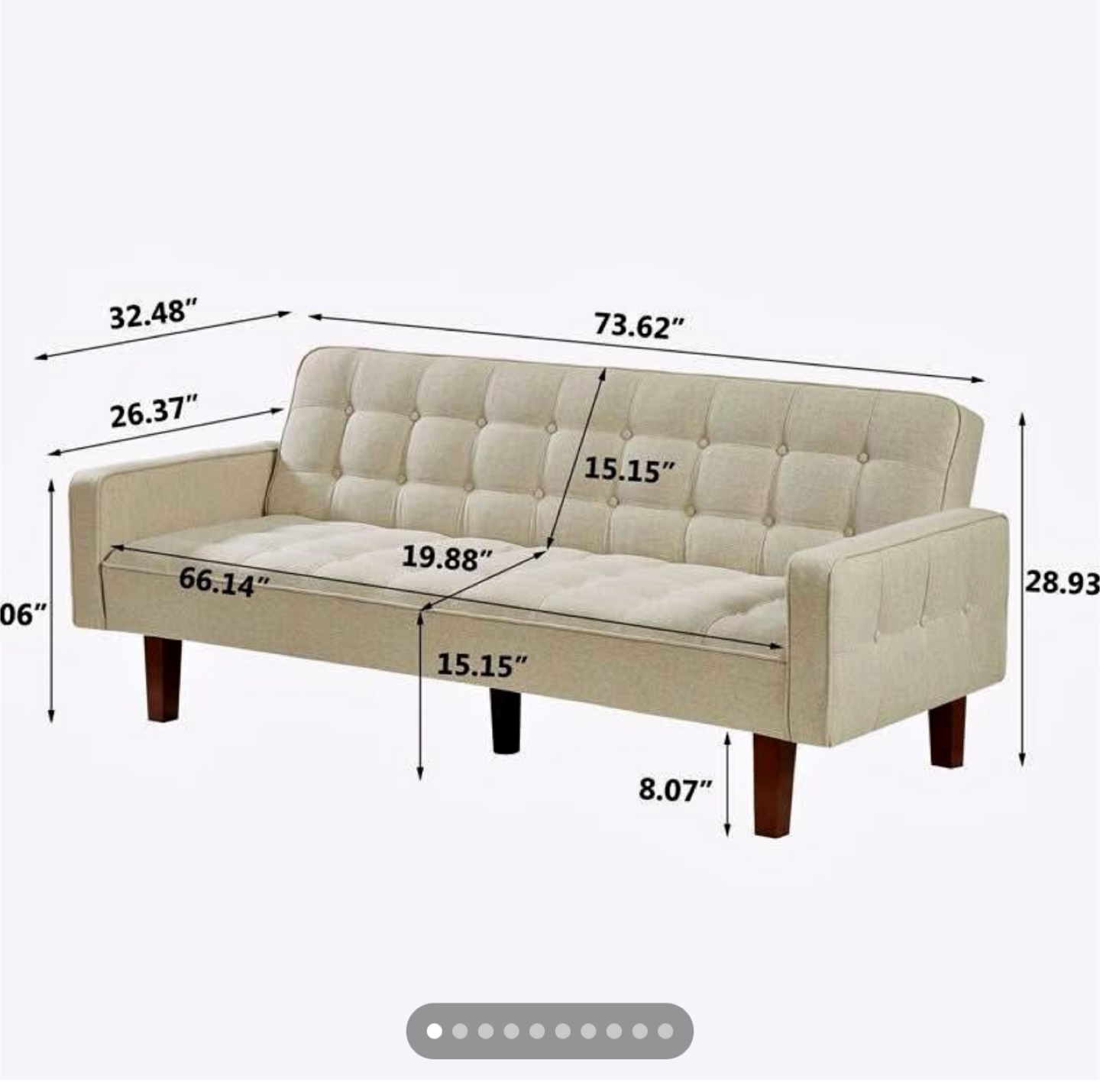 Beige Futon Sofa Bed - photo 2
