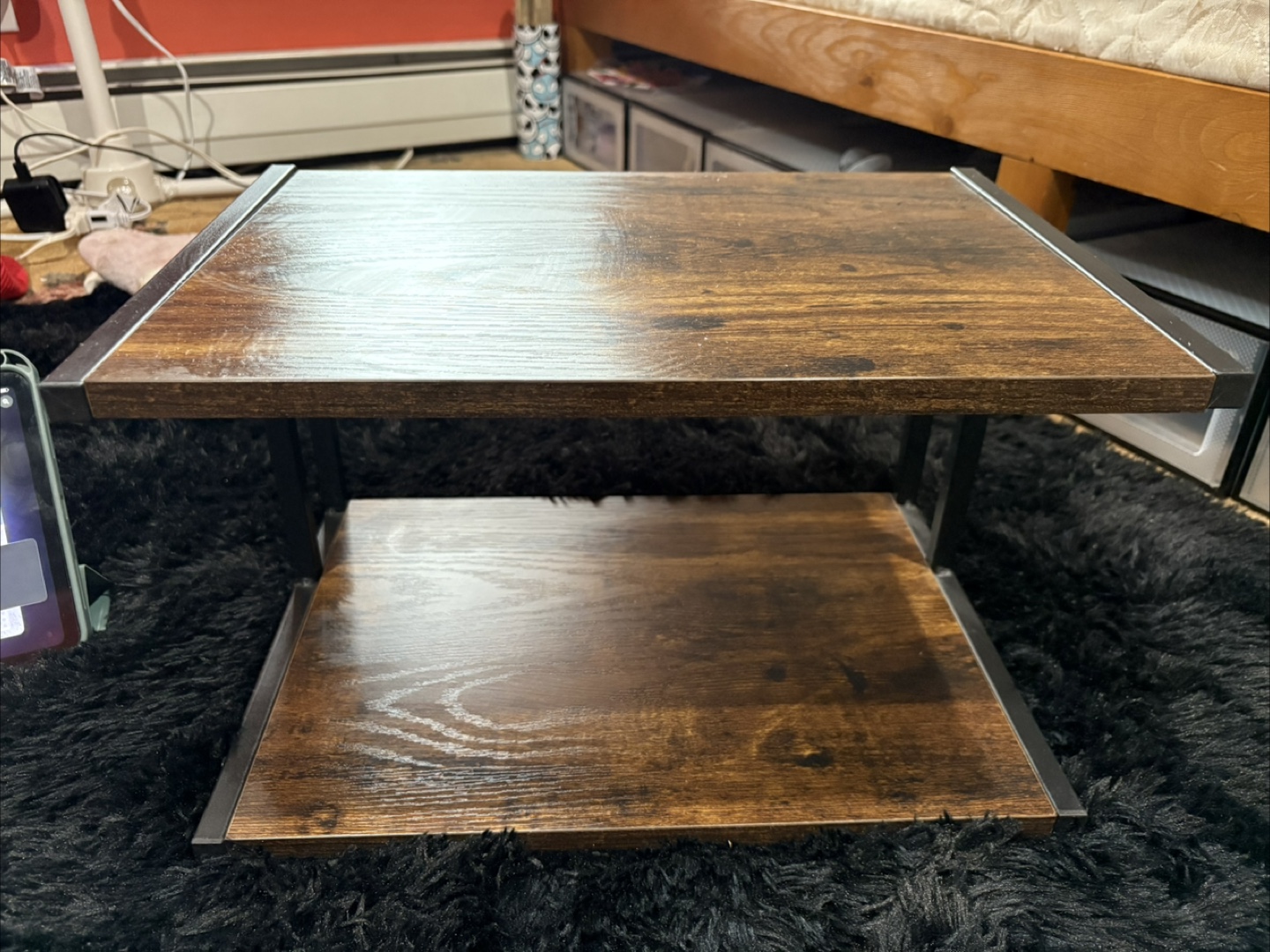 Two-Tier Wooden Storage Shelf