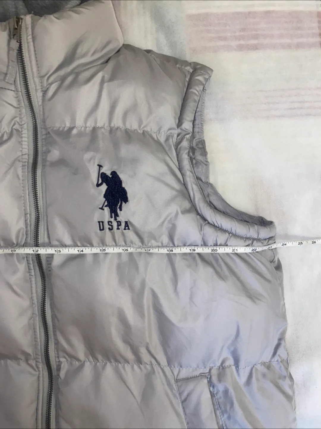 USPA Men's Grey Puffer Vest with Hoodie image indicator(3)