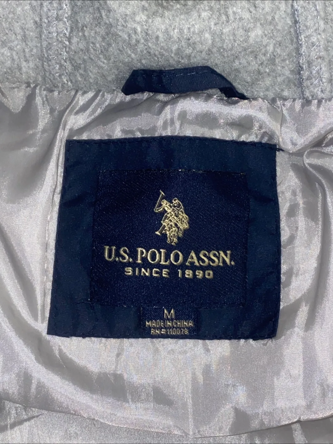 USPA Men's Grey Puffer Vest with Hoodie image indicator(6)