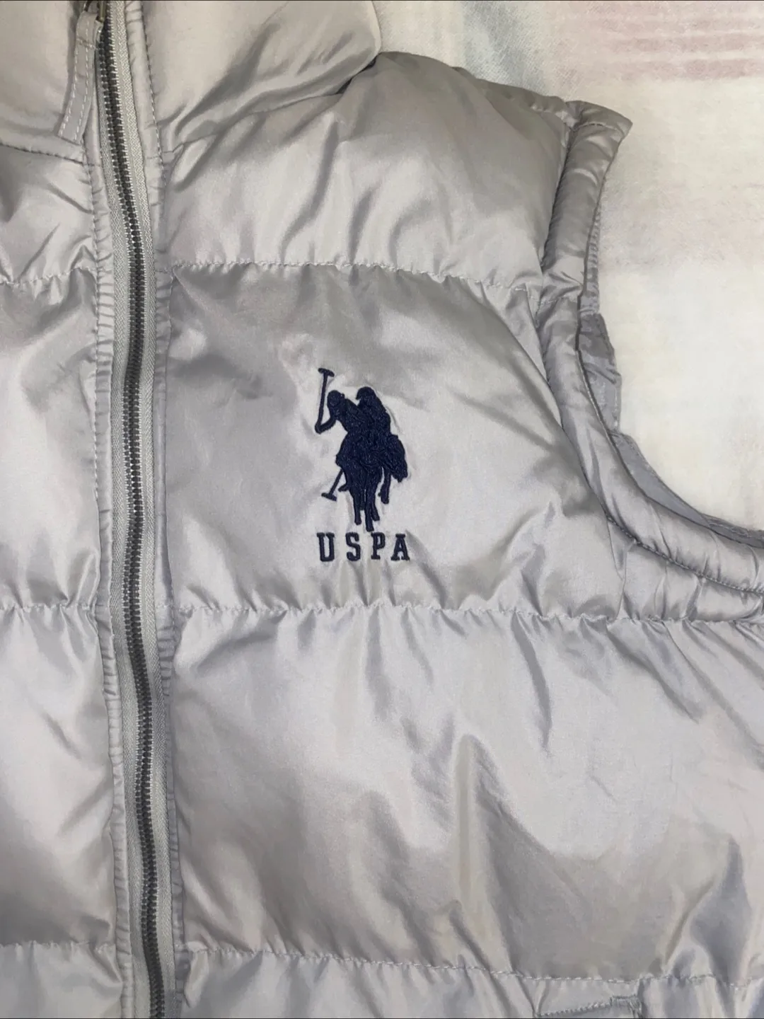 USPA Men's Grey Puffer Vest with Hoodie image indicator(2)