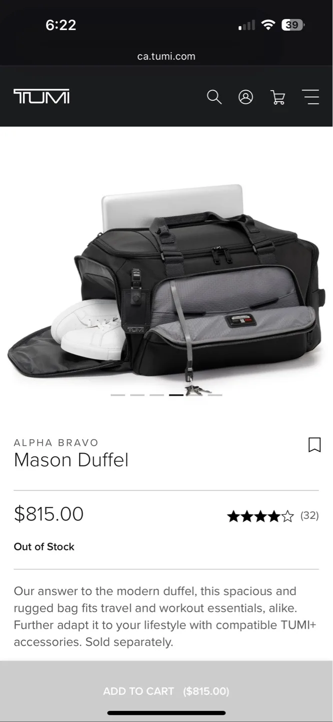 $900+ Like New, Tumi Camo Leather Duffle Bag image indicator(10)