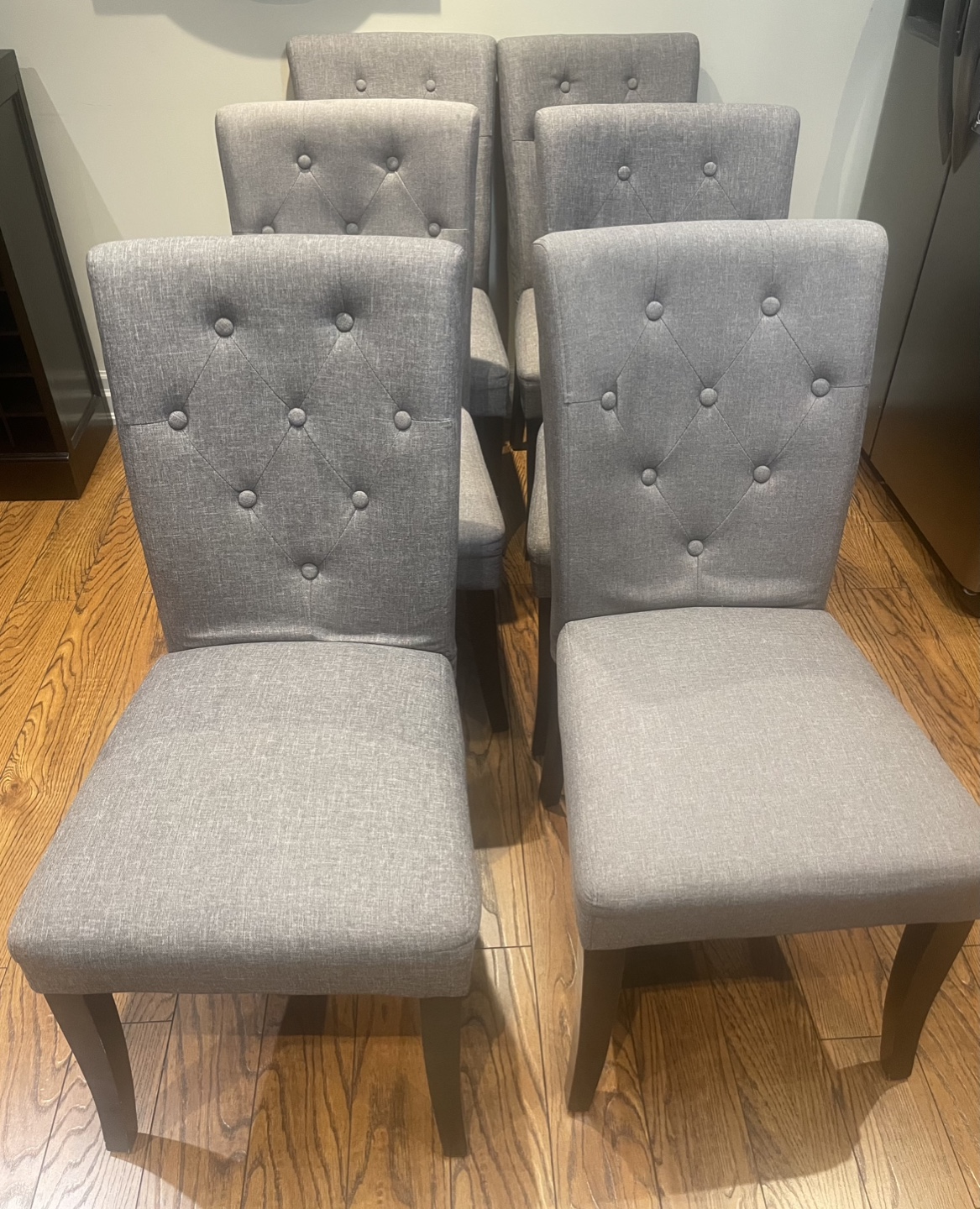 Six Grey Fabric Dining Chairs - photo 2