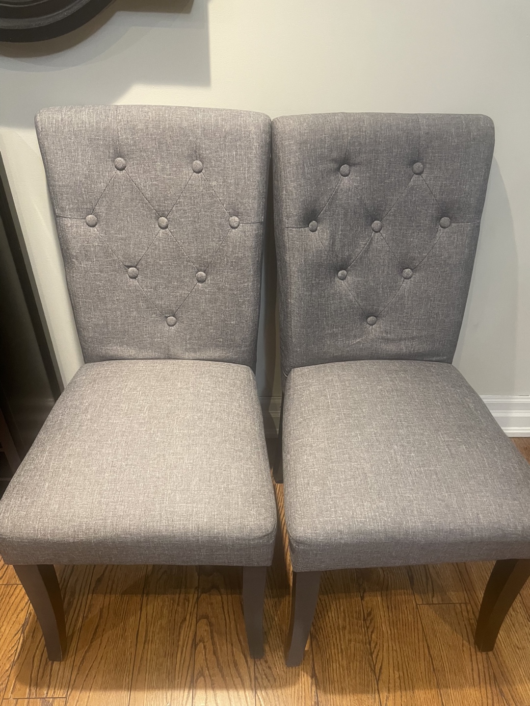 Six Grey Fabric Dining Chairs