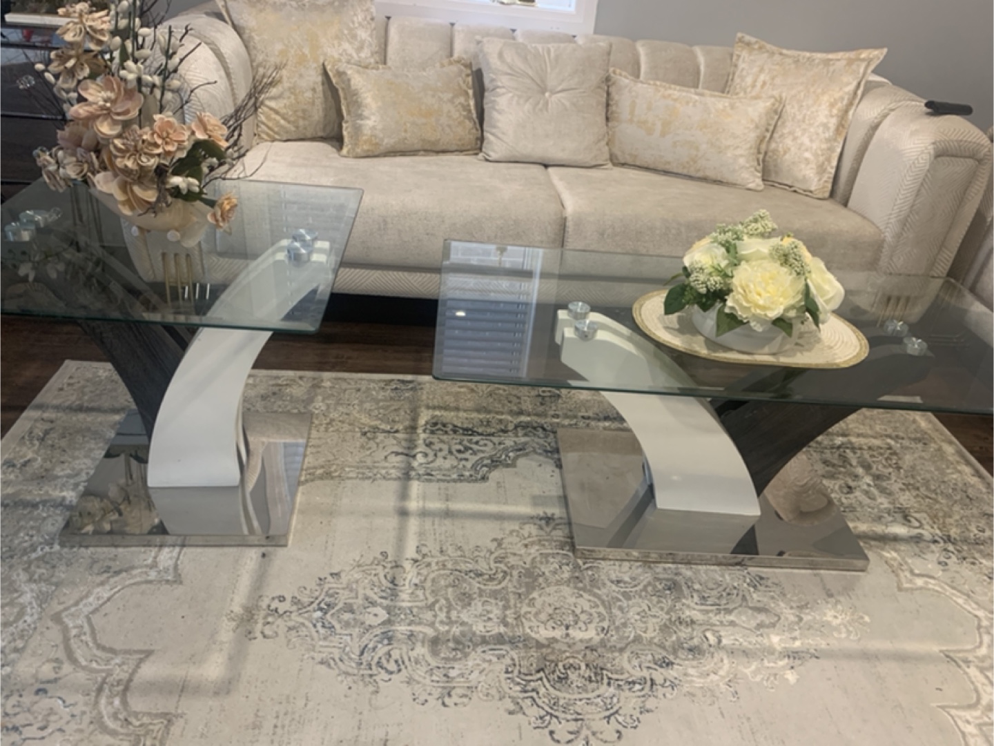 Modern Glass Top Coffee Table Set