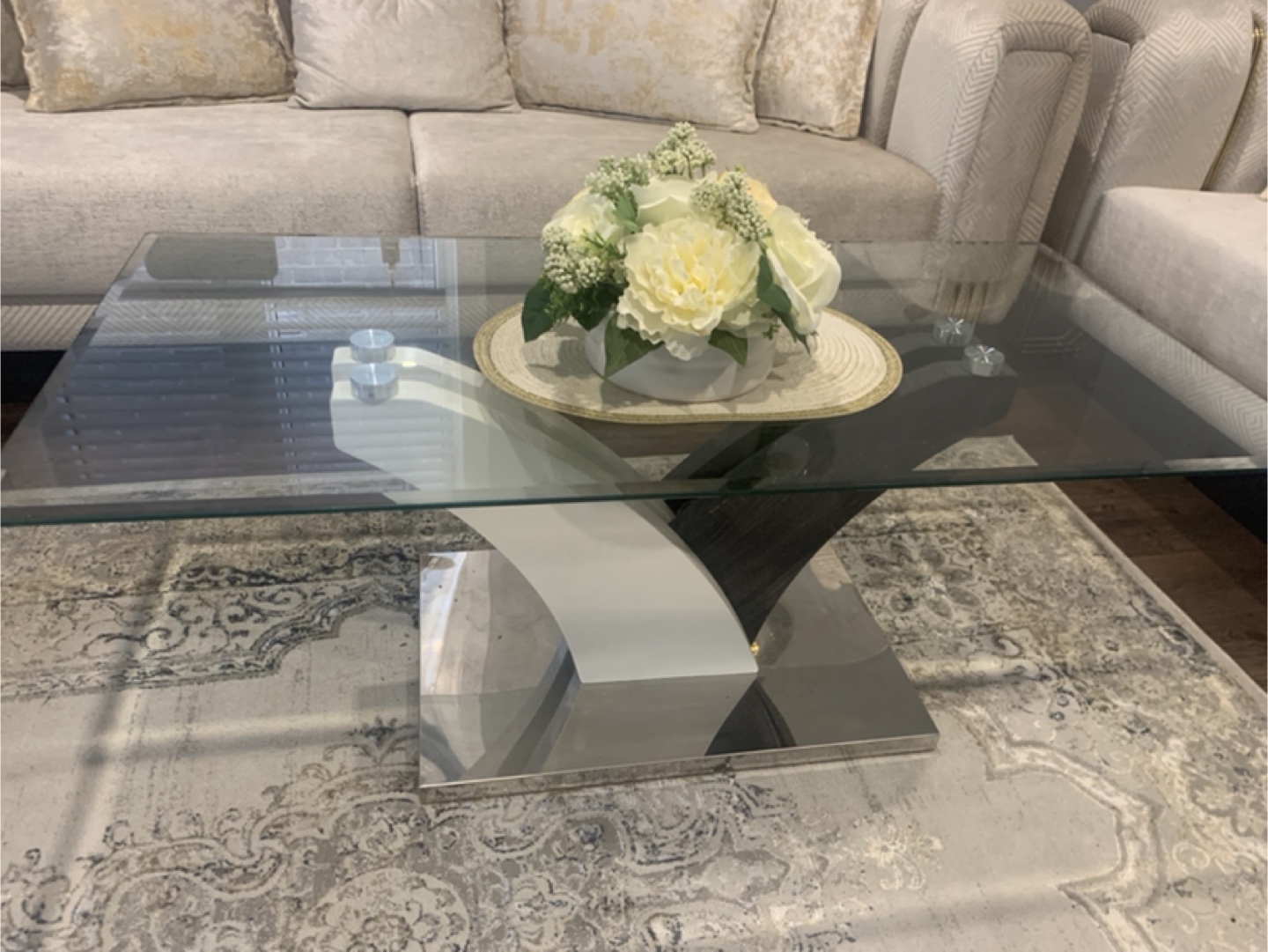 Modern Glass Top Coffee Table Set - photo 3
