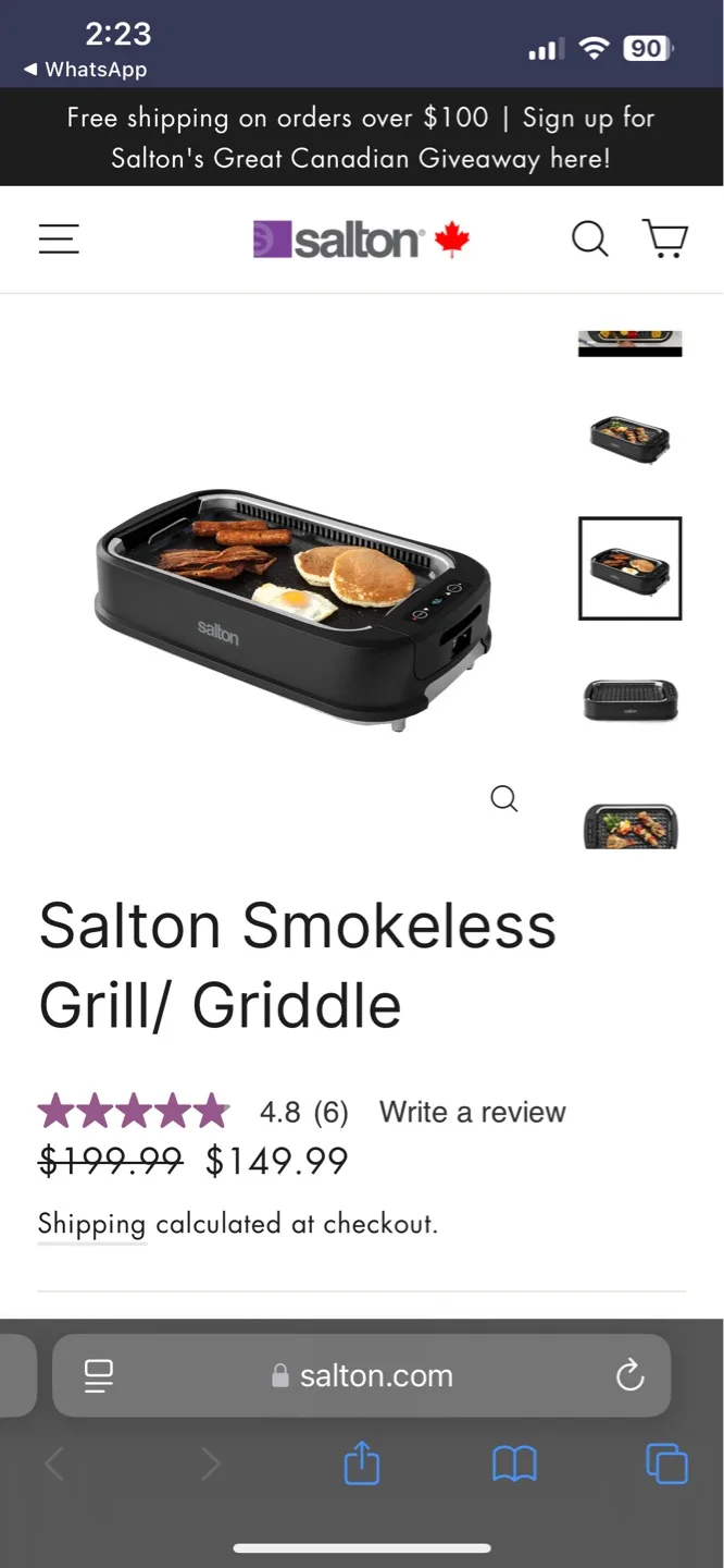 Salton Smokeless Grill/Griddle image indicator(4)