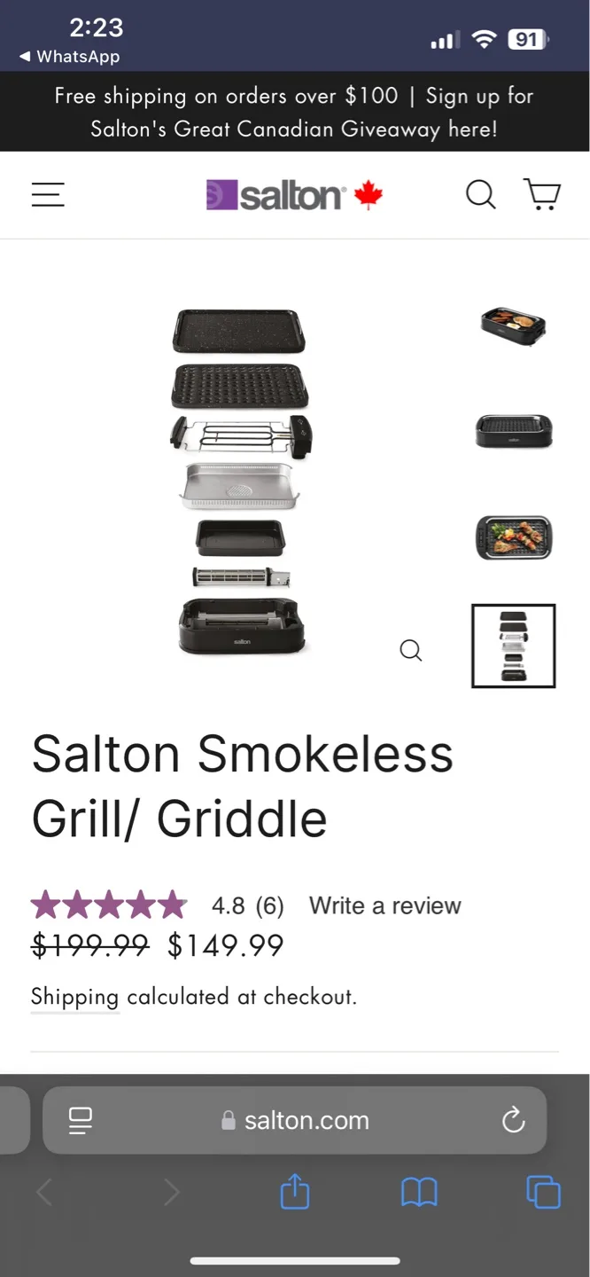 Salton Smokeless Grill/Griddle image indicator(3)