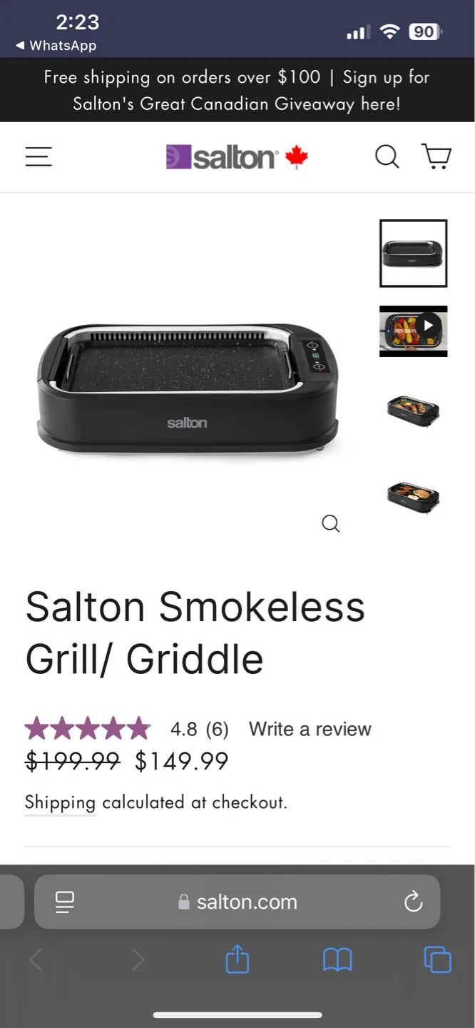 Salton Smokeless Grill/Griddle image indicator(5)