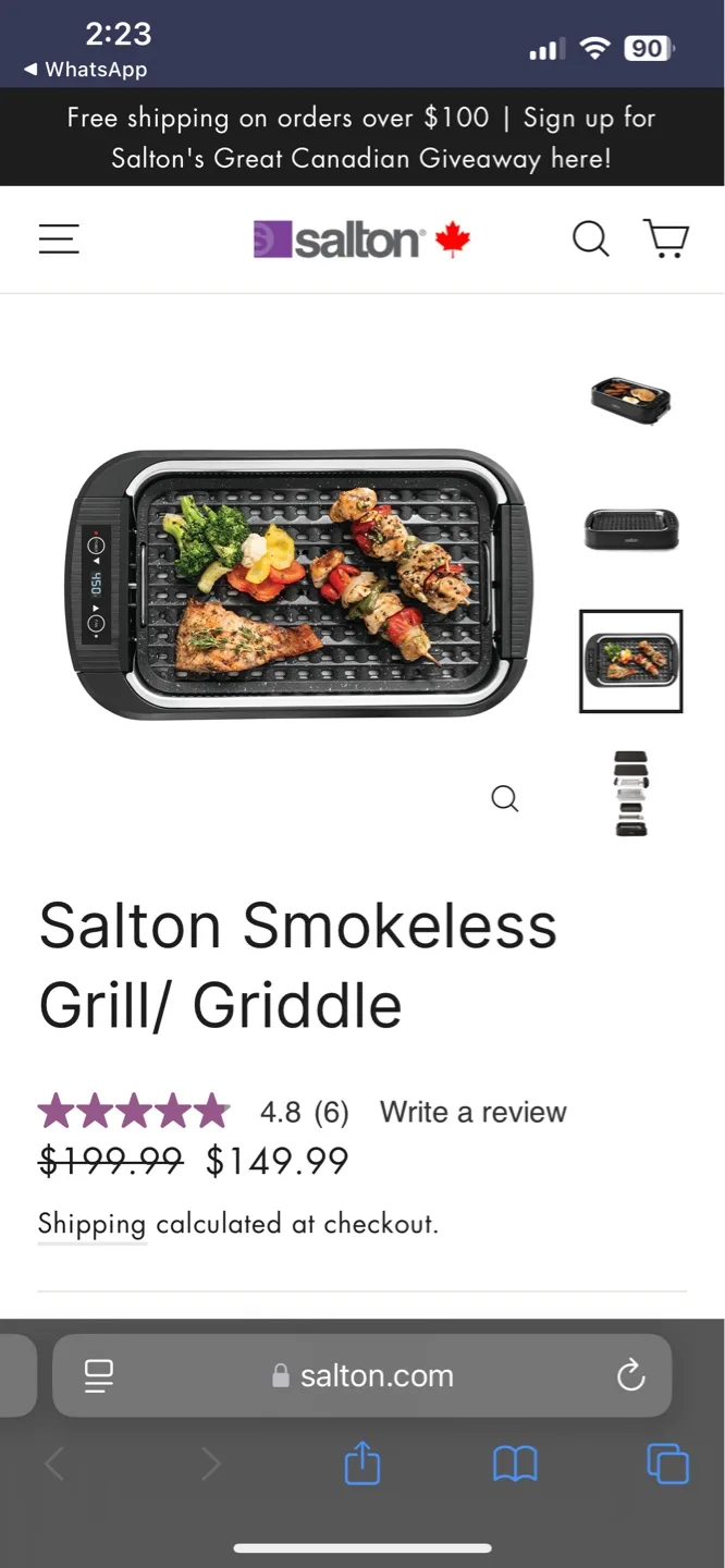 Salton Smokeless Grill/Griddle image indicator(2)