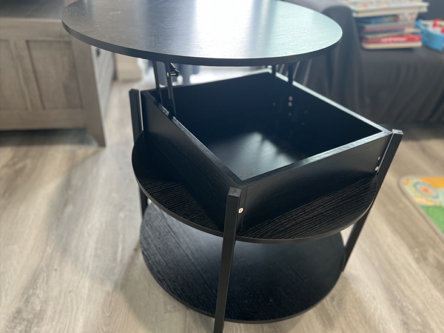 Round Black Lift top Coffee Table - photo 2