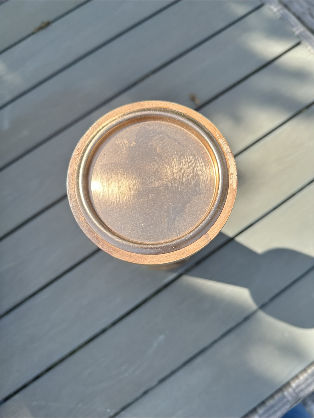 Wooden candle holder with gold top - photo 3