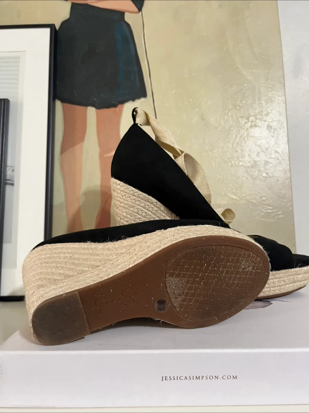 Jessica Simpson Black Wedge Espadrille Sandals image indicator(3)