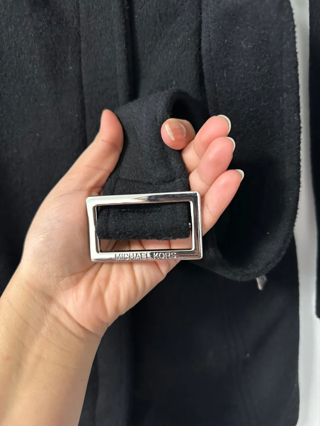 Brand New Michael Kors Black Belted Coat - XS image indicator(4)