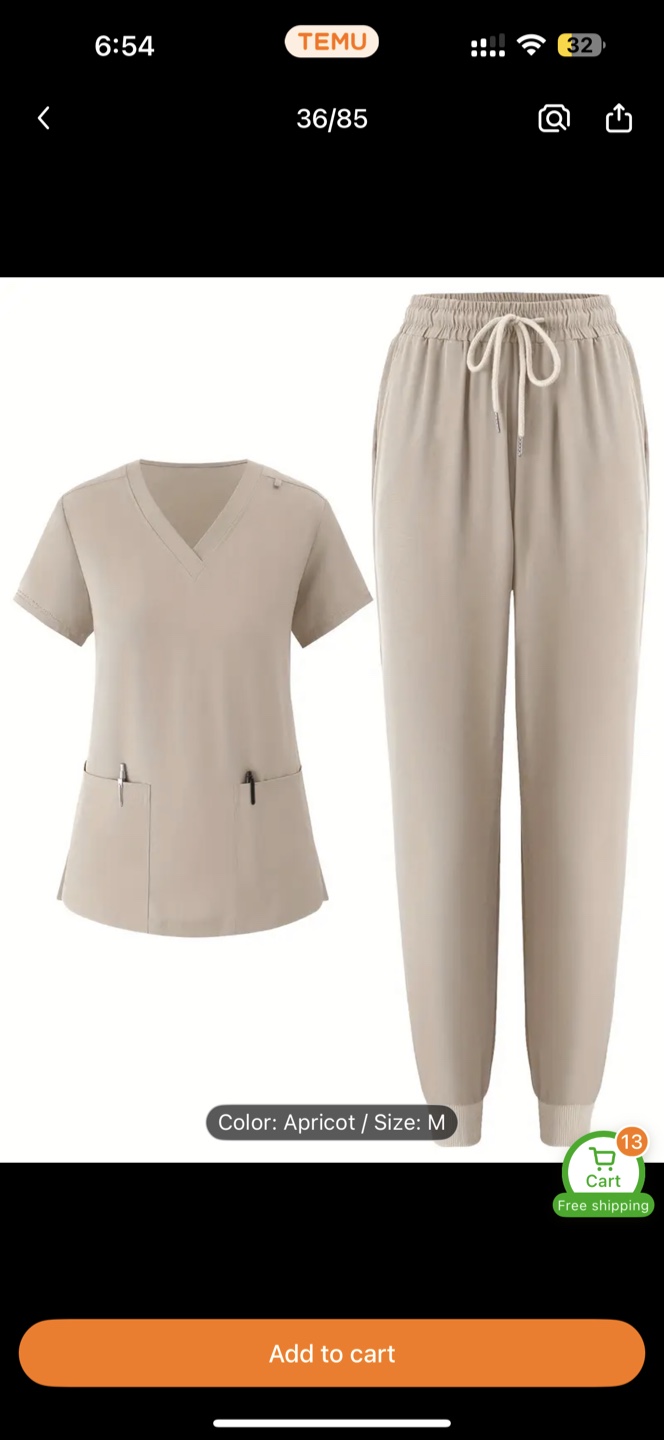 Women's Apricot Scrub Set - Size Medium