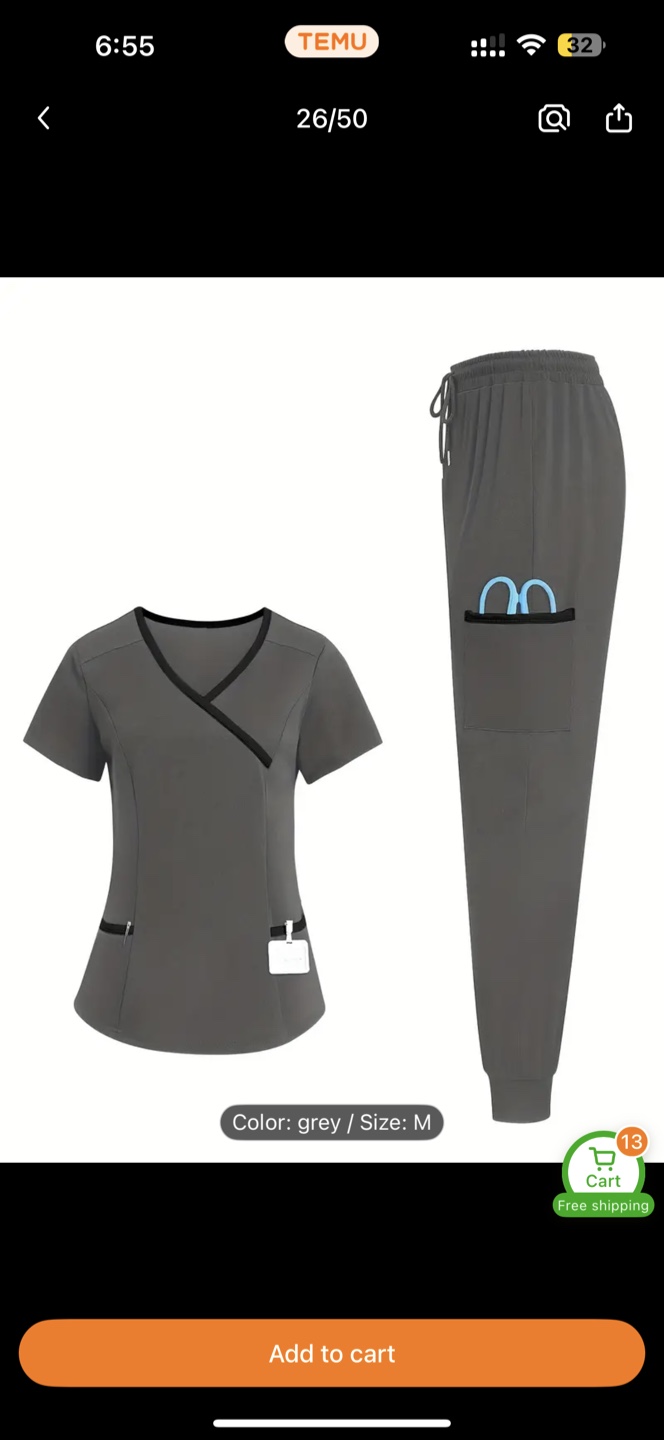 Women's Grey Scrub Set - Size Medium