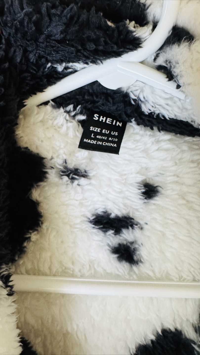 SHEIN Cow Print Teddy Coat - Size Large - photo 3