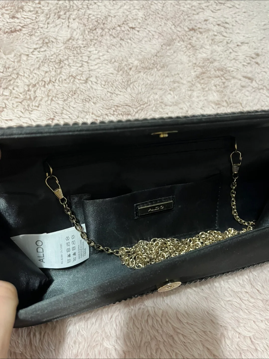 Black Rhinestone Evening Clutch with Chain image indicator(4)